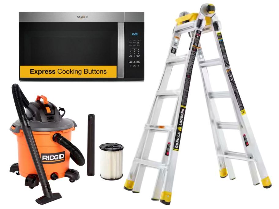 A Microwave, Ladder, & Shop Vac