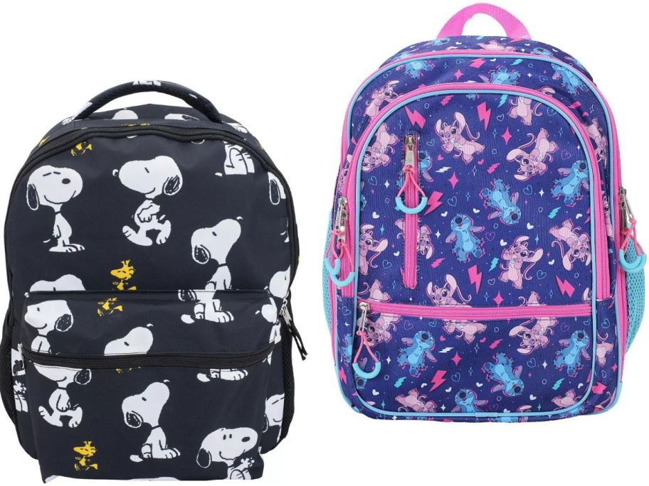 Stock images of Peanuts and Lilo & Stitch Backpacks