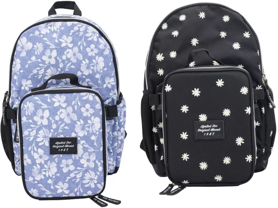 Stock images of two Limited Too Backpacks
