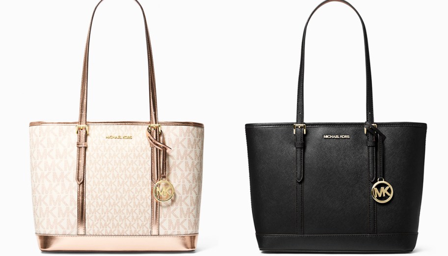 rose gold and black tote bags