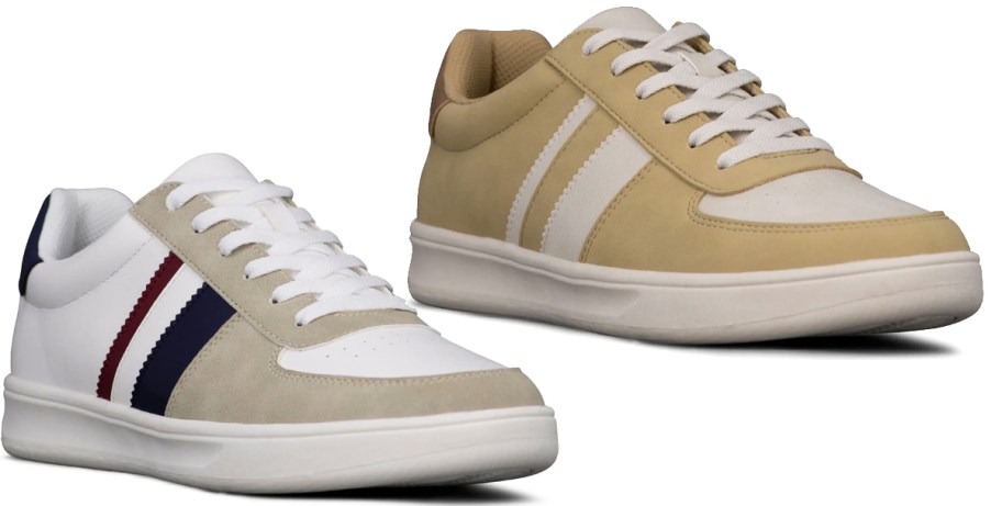 white and tan sneakers