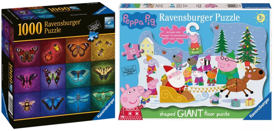 Ravensburger Winged Things Jigsaw Puzzle and Peppa Pig Christmas Giant Floor Puzzle with Door Hanger