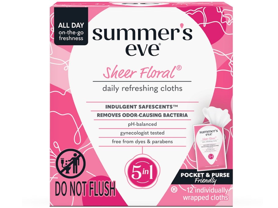 stock image of Summer's Eve Cleansing Cloths box in Sheer Floral scent