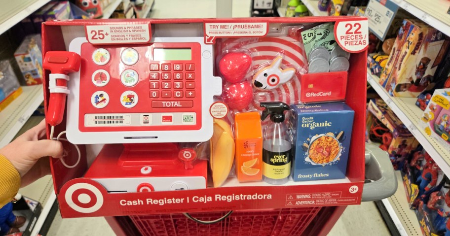 Target Cash Register + Accessories package in hand