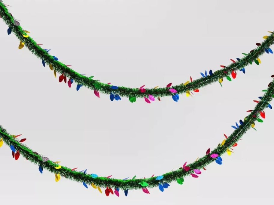 Wondershop 10' Colorful Christmas Light Bulb Tinsel Decorative Garland stock image