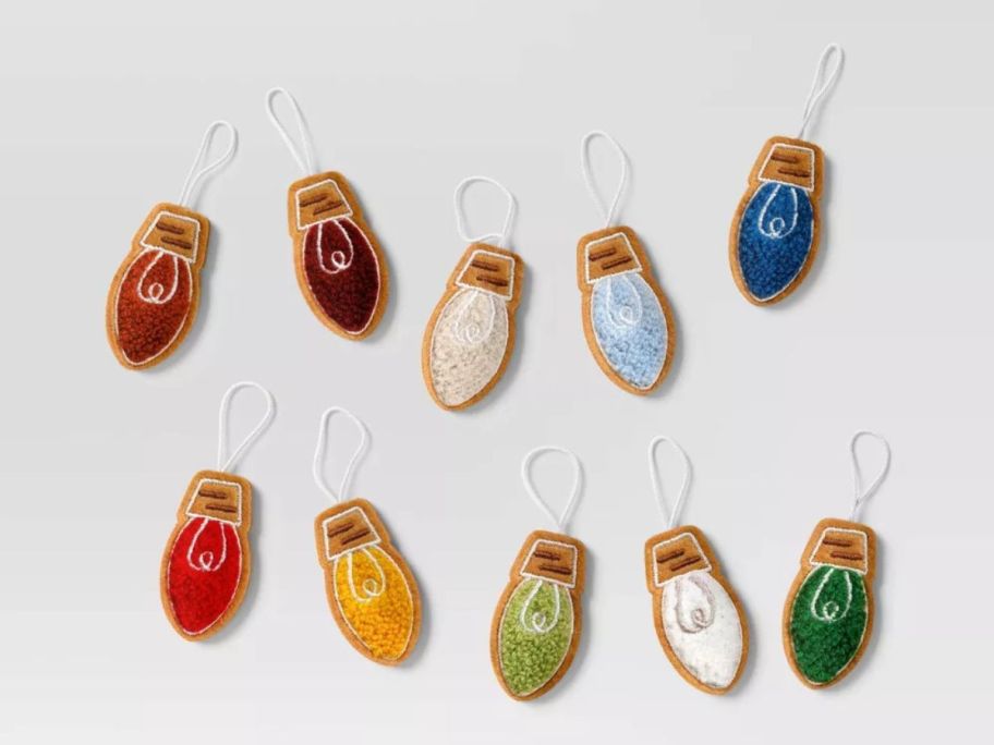 Wondershop 10-Piece Fabric String Light Bulb Christmas Tree Ornament Set stock image