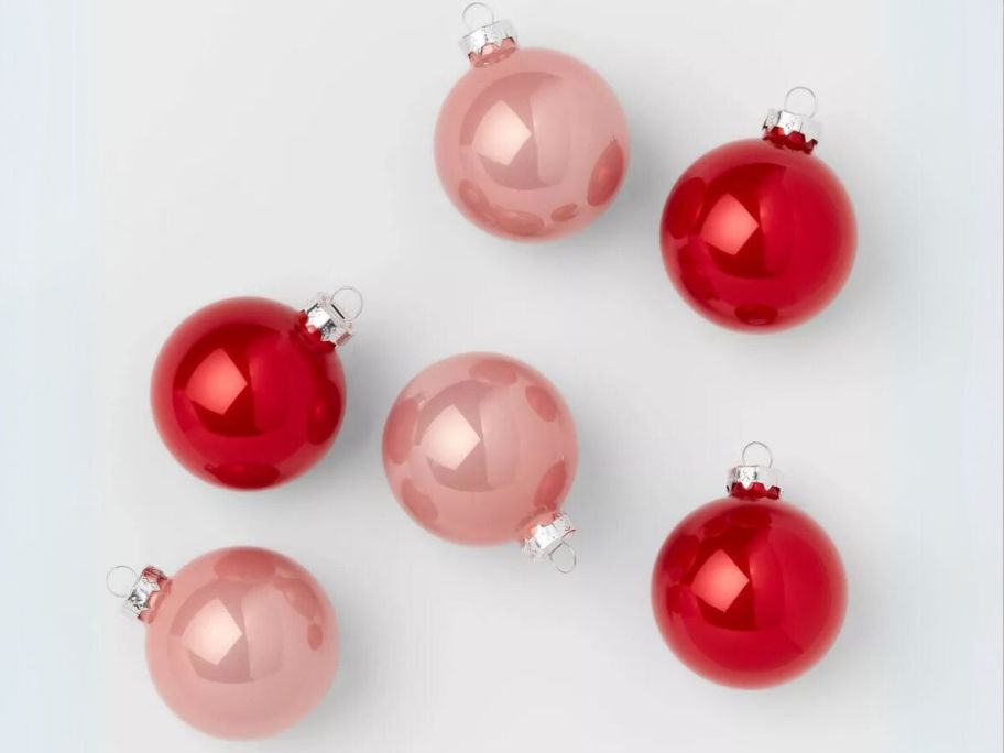 Wondershop 9-Piece Glass Round Christmas Tree Ornament Set stock image