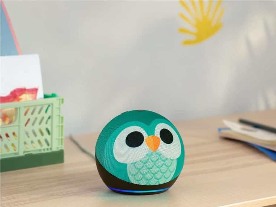 echo spot owl on desk