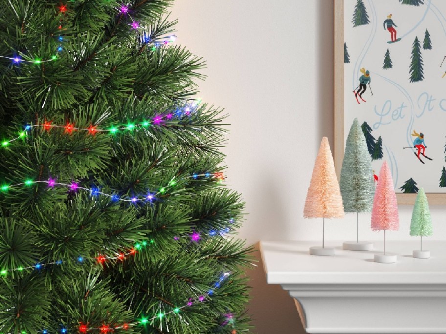 display of Wondershop High Density Dewdrop String Lights 115 Count on christmas tree
