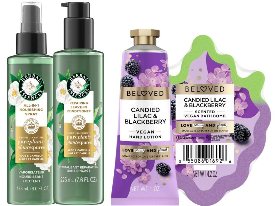 herbal essences hair care and beloved bath and body care items
