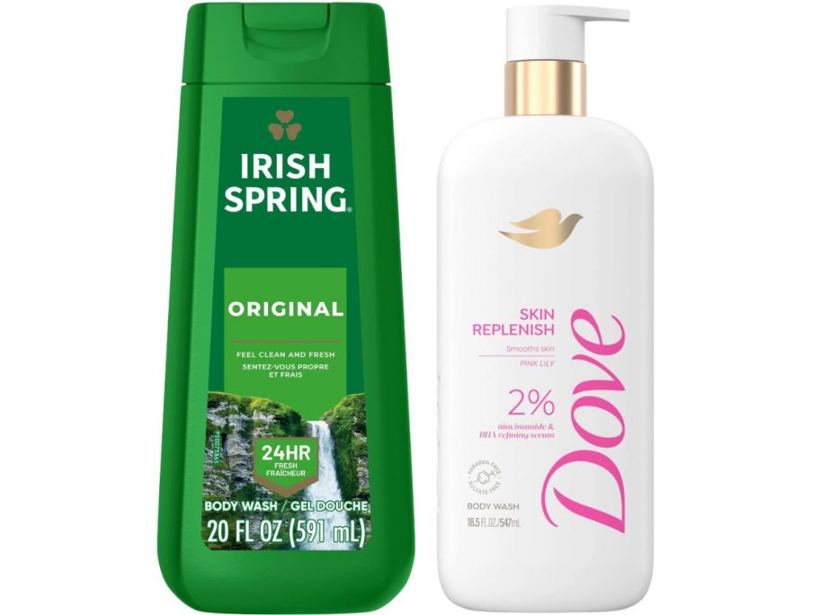 irish spring and dove body washes