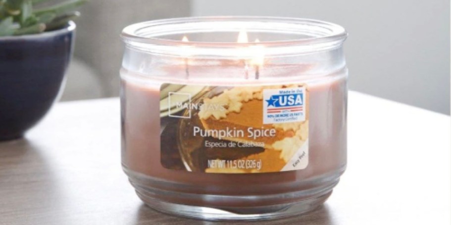 Mainstays Pumpkin Spice 3-Wick Candle Only $1.83 on Walmart.com (Reg. $4)