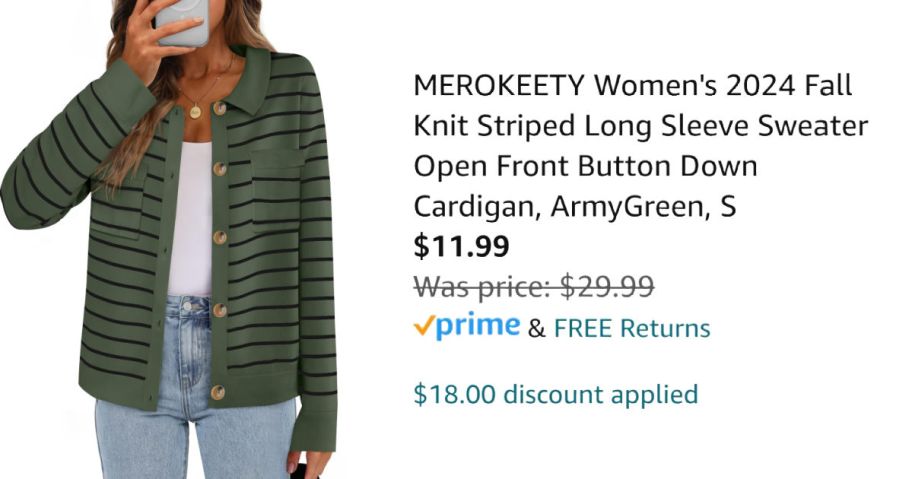 woman wearing green striped sweater
