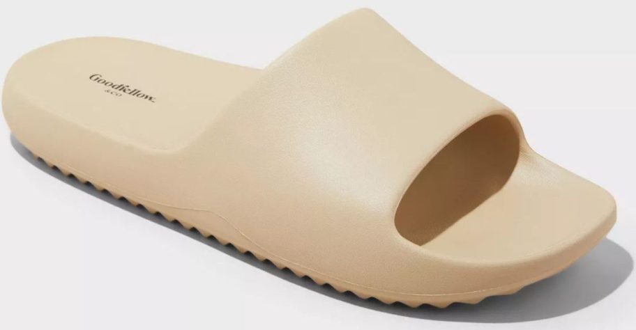Beige slide sandal from Goodfellow & Co. with a minimalist one-piece design and textured sole