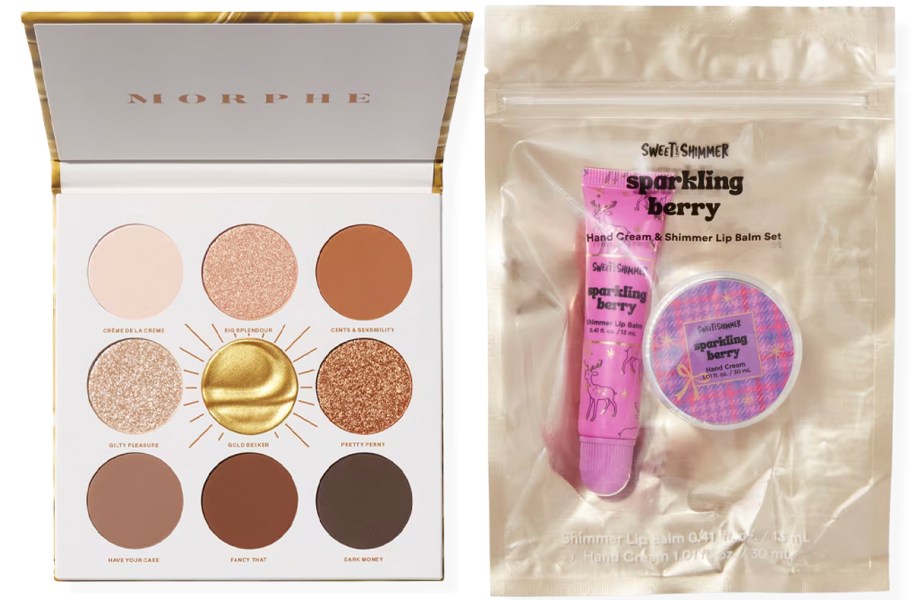 morphe eye palette and sweet shimmer lip and cream set 