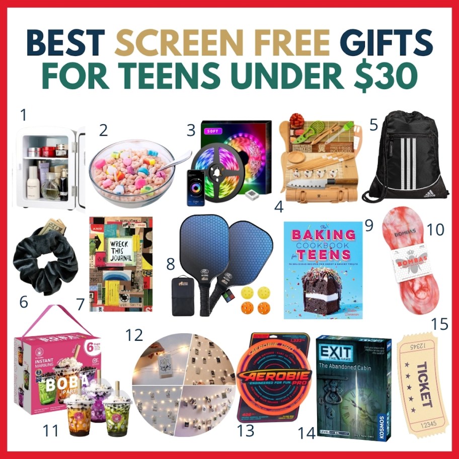 Collage of the best screen, free gifts for teens under 30 dollars 
