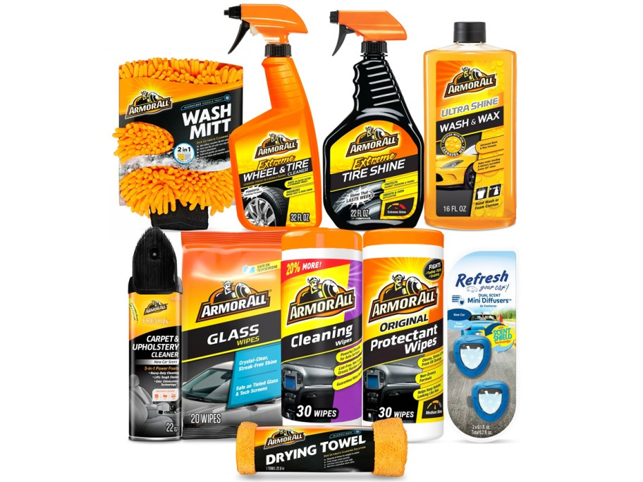 various Armour All car washing products