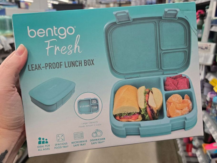 Hand holding up a box for a Bentgo Fresh Lunch Box