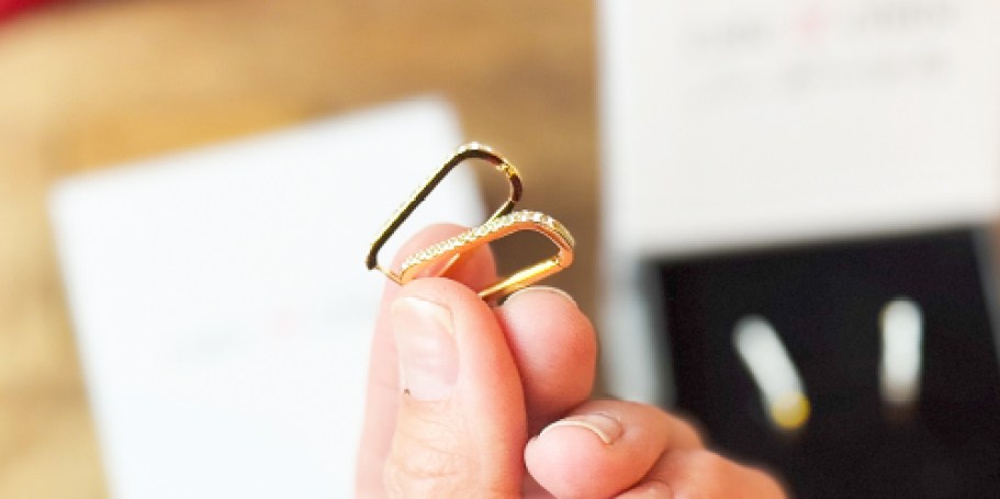 Cate & Chloe Square Hoop Earrings w/ Swarovski Crystals Only $14.99