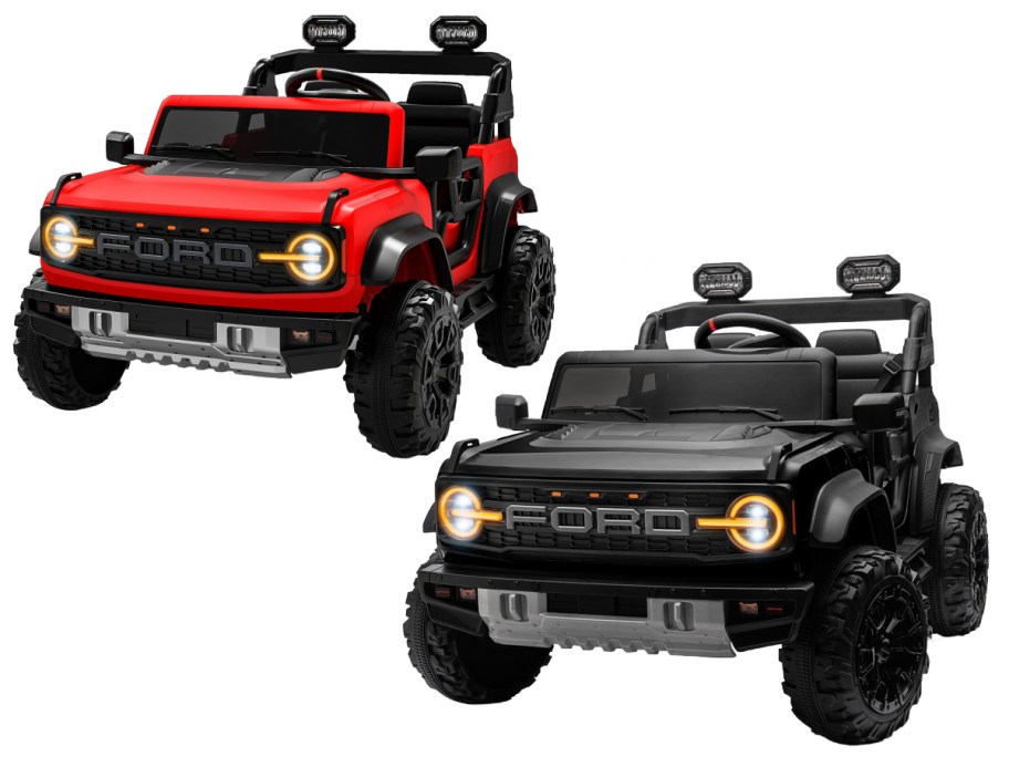 Ford Bronco Raptor 24V 2 Seater Ride-on Toy Car in red and black