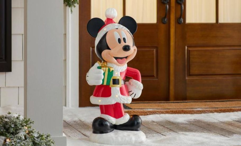 a micky mouse LED porch greeter on a front porch