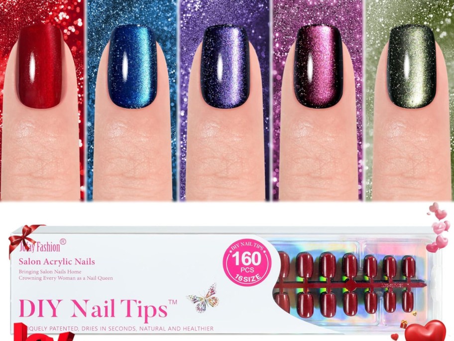 Jofay Cat Eye Short Press On Nails 160-Piece Set
