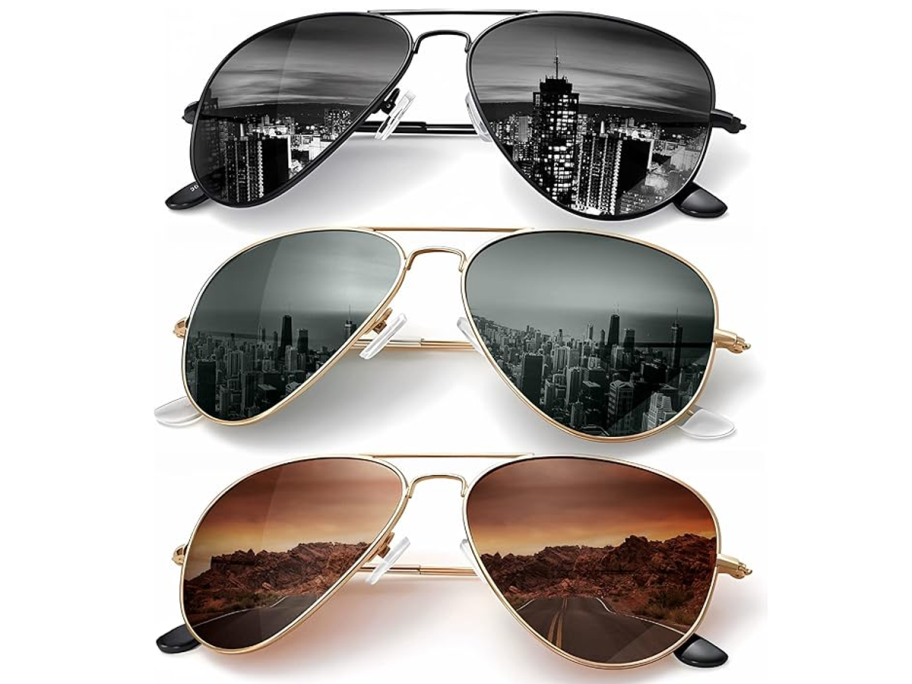 KALIYADI Classic Aviator Sunglasses 3-Pack