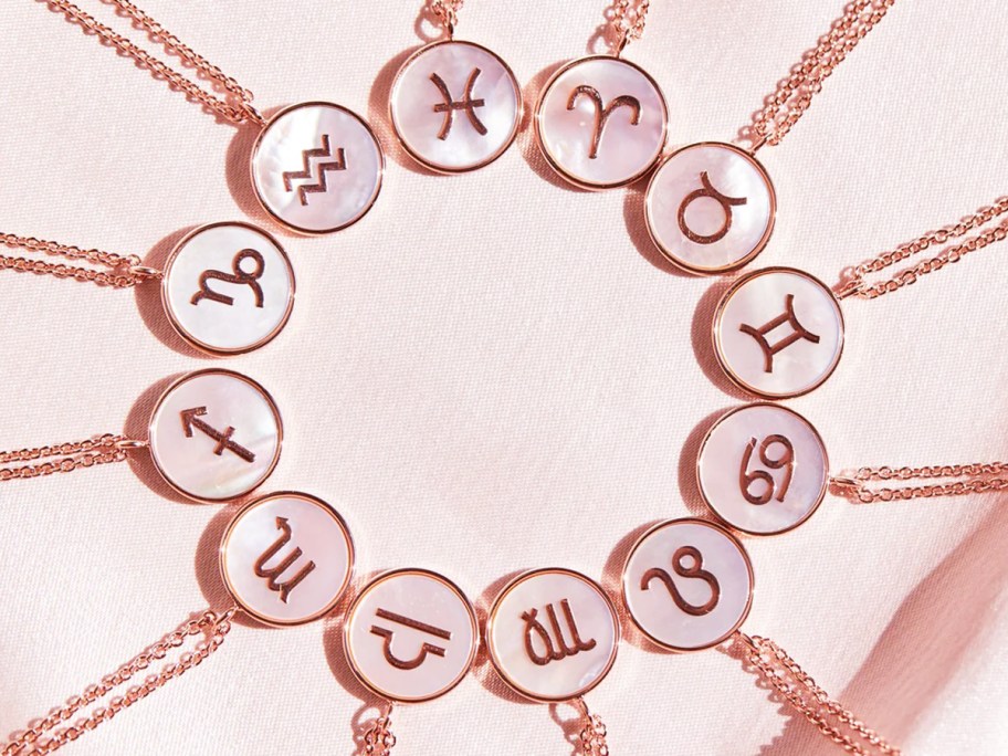 zodiac necklaces in a circle