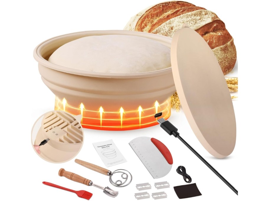 stock image of Heated Sourdough Proofing Basket Set