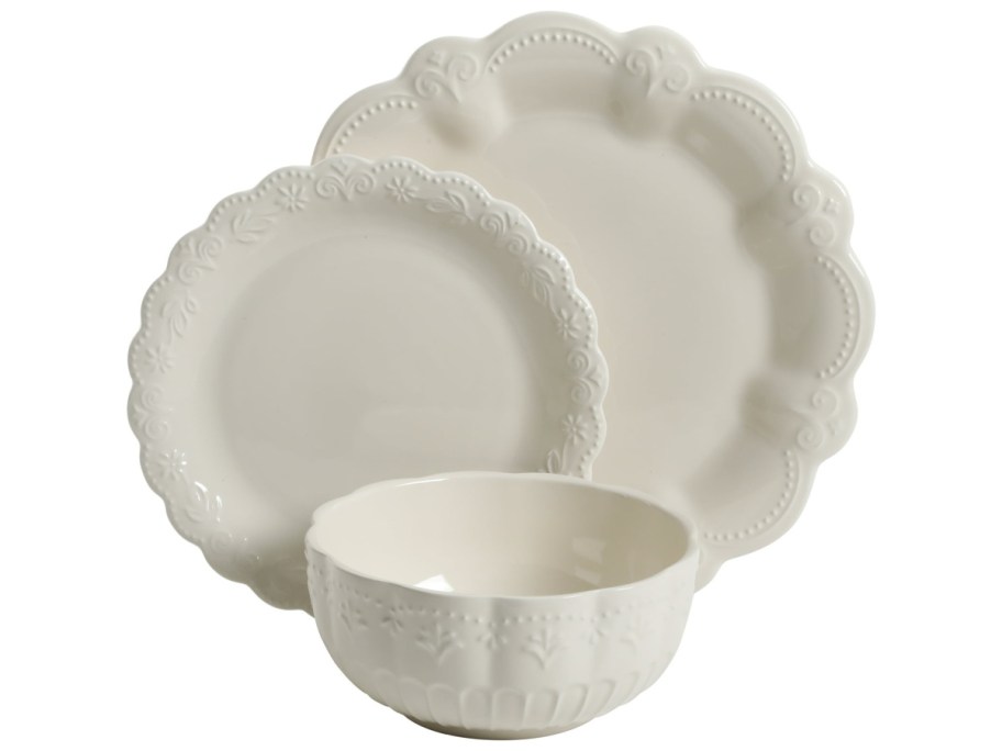 display of white bowl, and different size plates