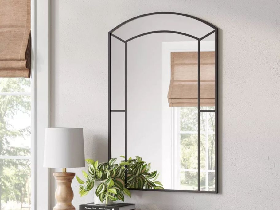 Threshold 24" x 36" Window Pane Wall Mirror on wall in living room
