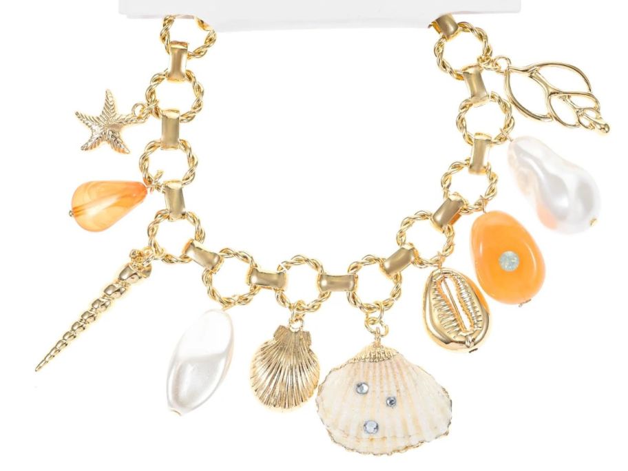 A bracelet with beach charms all around it 