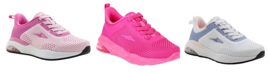 two-toned pink, hot pink, and beige and blue Avia Little & Big Girl Air Sneaker stock images