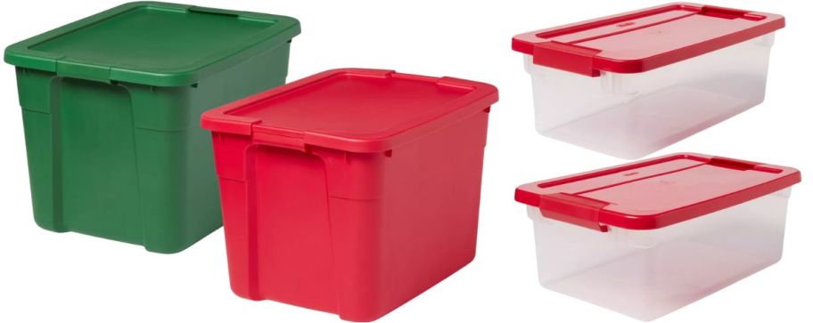 4 storage totes in various sizes stock images