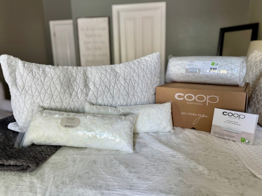 Coop pillows and everything they bring including stuffing, box and pillow casing