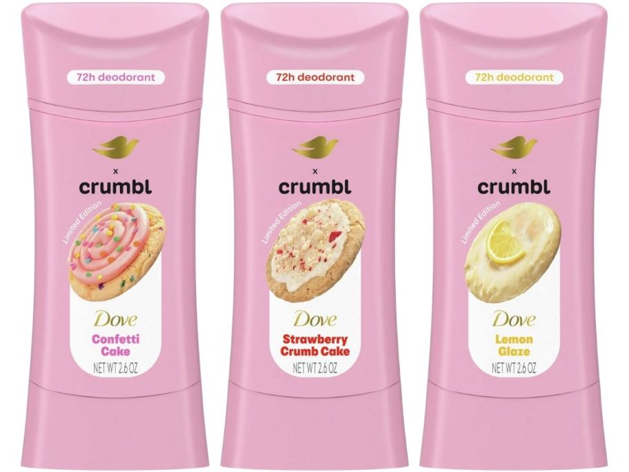 crumbl dove deodorant in 3 scents