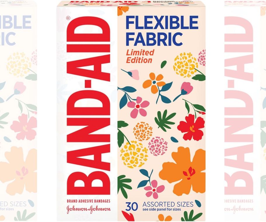 floral print band aids box stock image