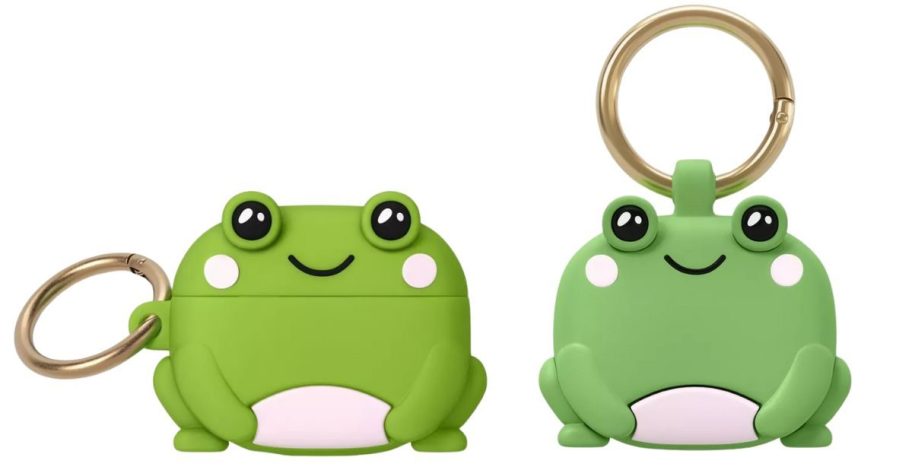 a frog shaped Heyday Apple AirPods Pro (1/2 Generation) Case and an Apple AirTag Keychain