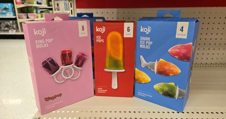 koji ice pop mold boxes on shelf in store