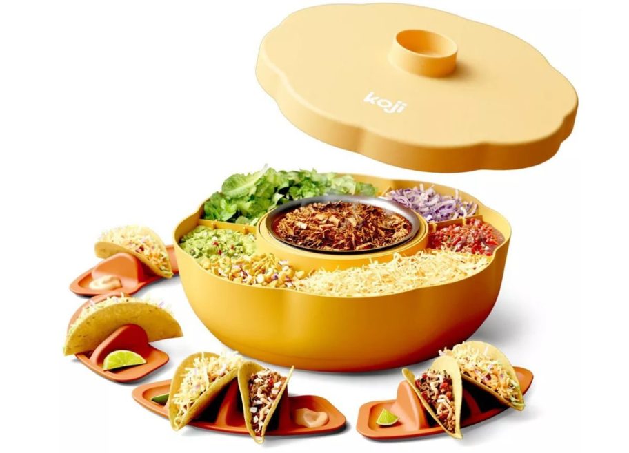 Koji 8-Piece Taco Stainless Steel Warming Tray & Serving Spinner stock image