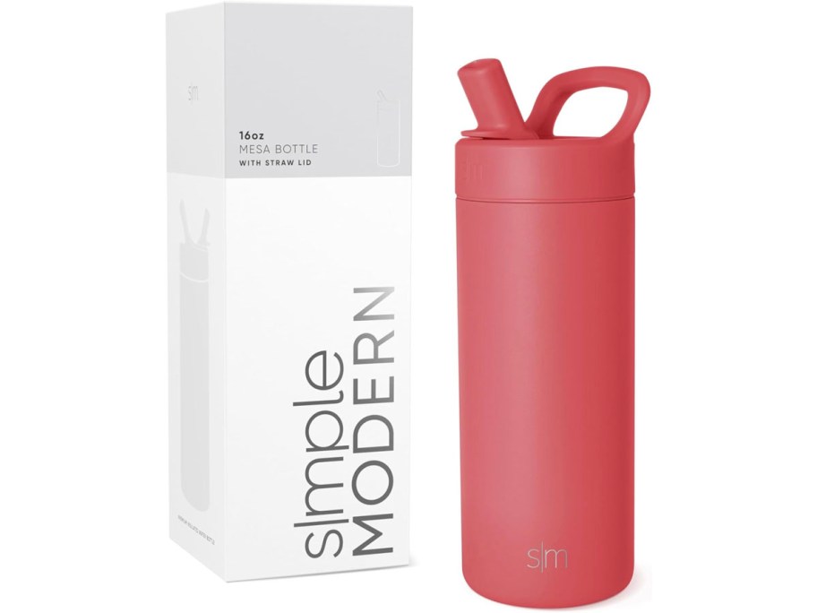 coral 16oz water bottle with box