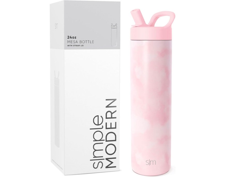 simple modern pink water bottle 