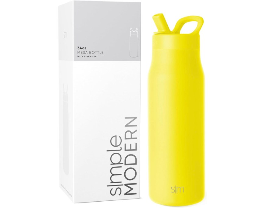 yellow simple modern water bottle with box