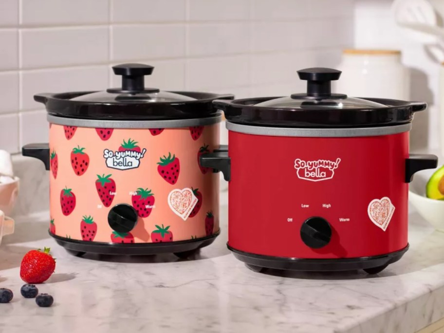 red and strawberry mini slow cookers