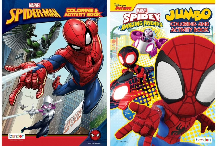 two spiderman coloring books