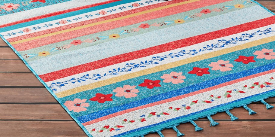 floral rug outdoors