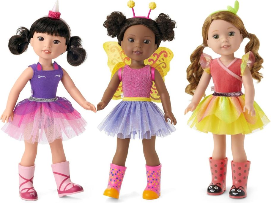 Three different american dolls