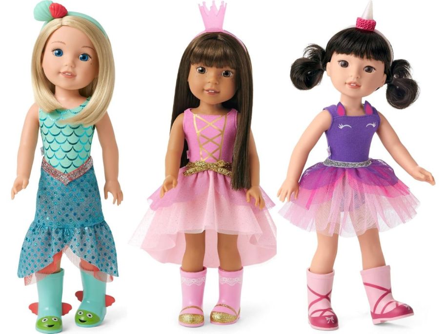 three different american girl dolls 