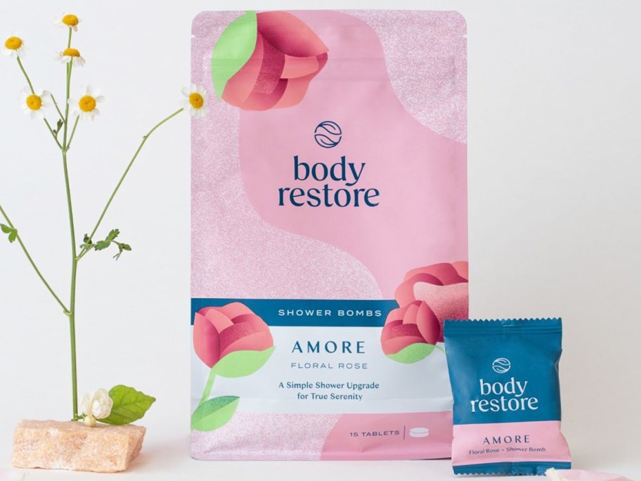 pink bag of Body Restore Shower Steamers