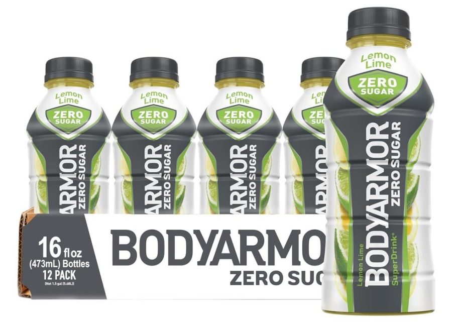 BodyArmor Sports Drink Zero Sugar 16oz 12-Pack in Lemon Lime stock image
